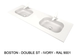 Plan vasque à encastrer, double lavabos intégrés angle arrondi, L. 120 à 200 cm x 40 à 60 cm, résine minérale ACRYSTONE® SOLID SURFACE Finition lisse, Livraison Offerte et Rapide.